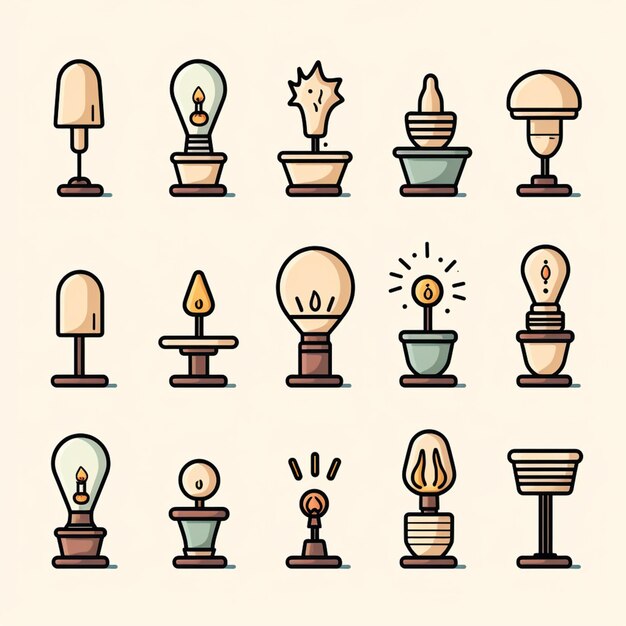 un ensemble de diverses ampoules et lampes sur une table ai générative