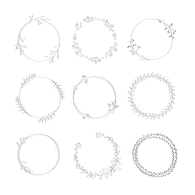 Ensemble d'éléments de conception autocollant doodle feuillu
