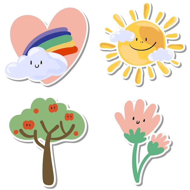 Un ensemble d'éléments de design naturels et mignons