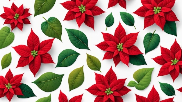 Photo ensemble d'éléments des feuilles de poinsettia