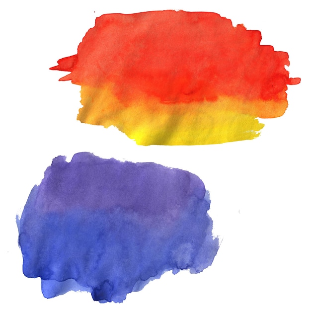 Ensemble d'éléments isolés de taches d'aquarelle colorées