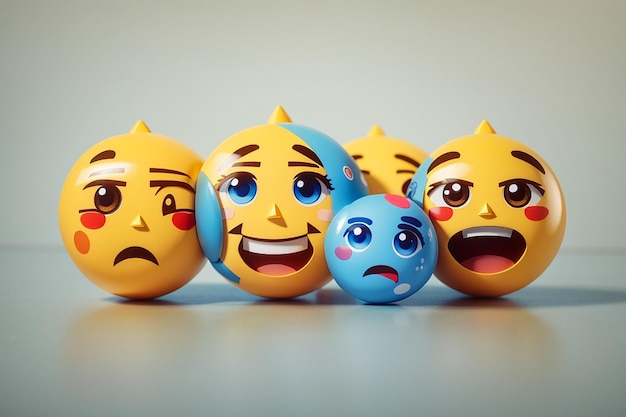 Photo un ensemble d'emoji avec une humeur triste et heureuse