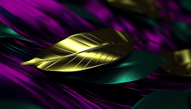 Un ensemble de feuilles en forme de feuille se trouve sur un fond violet et vert