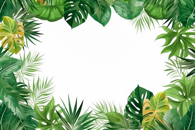 Ensemble de feuilles tropicales isolées sur fond blanc Ai généré