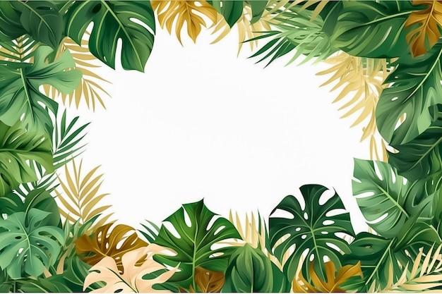 Ensemble de feuilles tropicales isolées sur fond blanc Ai généré