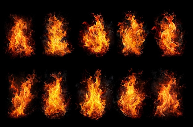 Un ensemble de flammes de feu