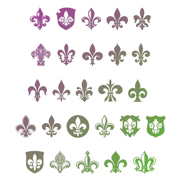 Photo l'ensemble de fleur de lis est constitué d'éléments, d'effets gradients, de photos et d'ensembles vectoriels jpg.