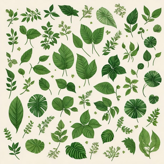 Ensemble de fleurs et de branches d'éléments botaniques Illustration vectorielle de style art en ligne
