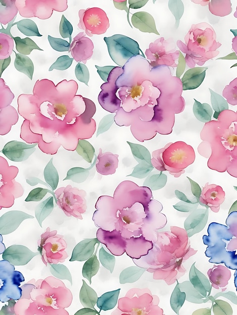 Ensemble floral aquarelle de fleurs de camélia