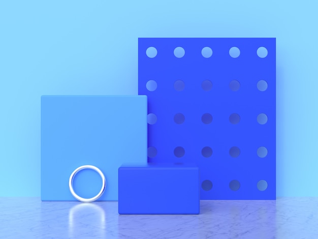 ensemble de formes géométriques abstraites mur bleu