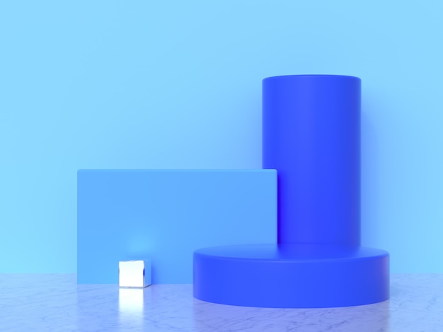 Photo ensemble de formes géométriques abstraites mur bleu