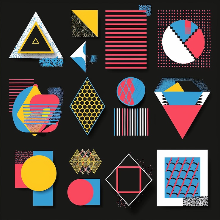 Photo ensemble de formes géométriques remplies de couleurs