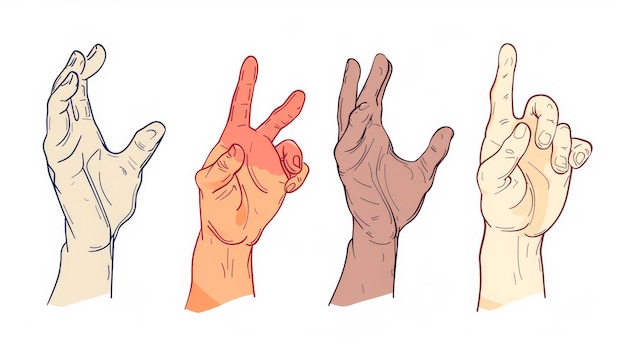 L'ensemble des gestes de la main est une illustration moderne plate dans un style minimaliste