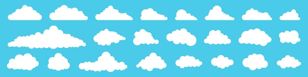 Ensemble d'icônes de nuages de style plat