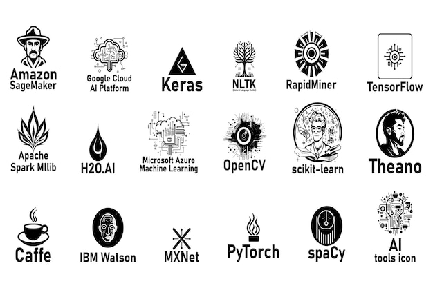 Ensemble d'icônes d'outils d'intelligence artificielle