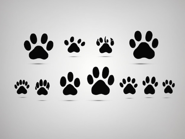 Photo ensemble d'icônes de pattes illustration signe et symbole d'empreinte de pattes pattes de chien ou de chat
