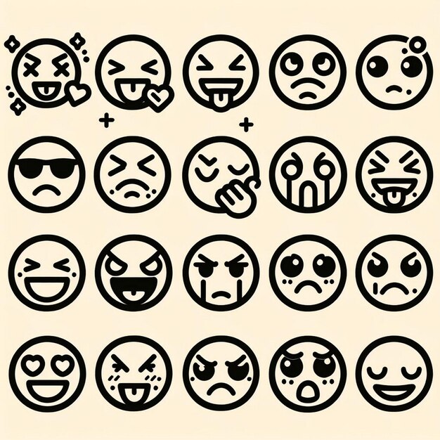 un ensemble d'icônes de smileys