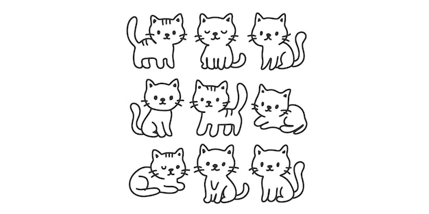 un ensemble d'illustrations de griffons avec de mignons chats