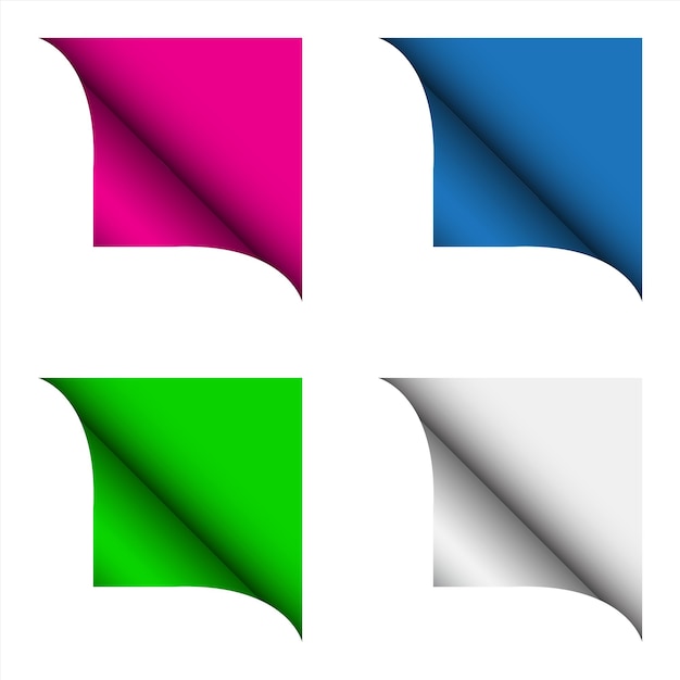 Ensemble d'illustrations vectorielles d'angle courbées à quatre couleurs