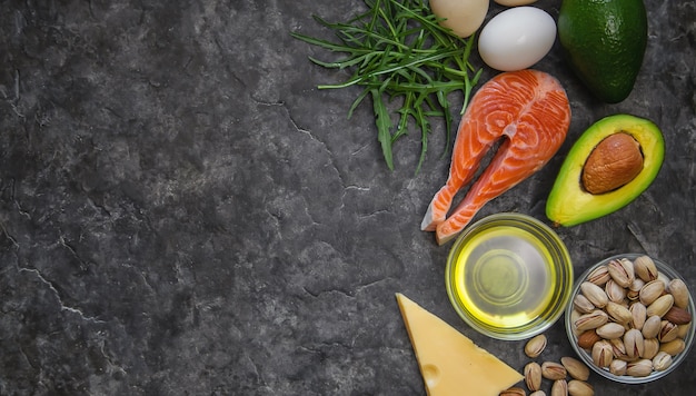 Ensemble d'ingrédients alimentaires diététiques Keto. Mise au point sélective. nature,