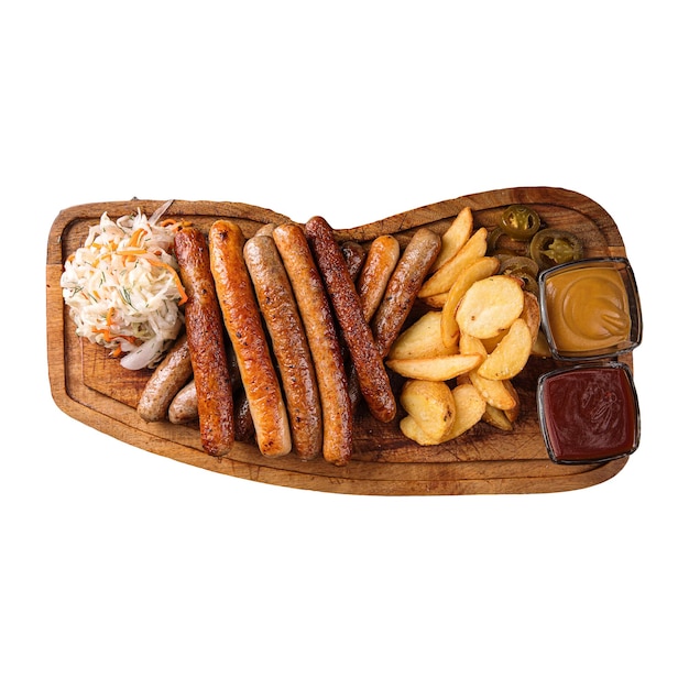 Ensemble isolé de saucisses allemandes maison assorties