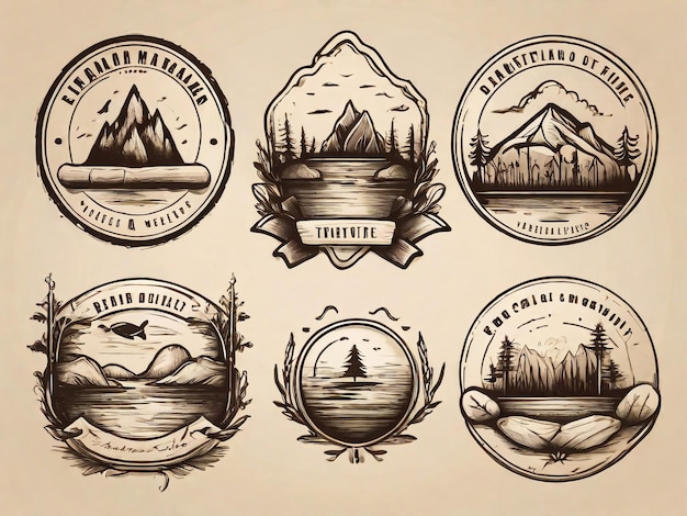 Photo un ensemble de logos pour un lodge de montagne