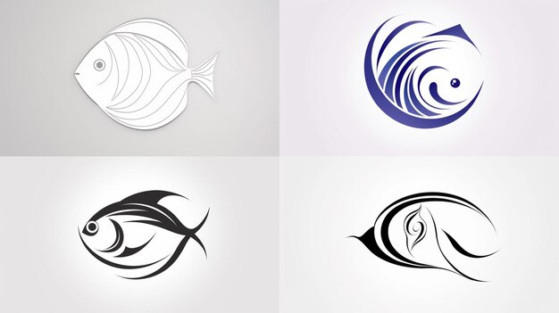 Un ensemble de logos qui disent "poissons" dessus