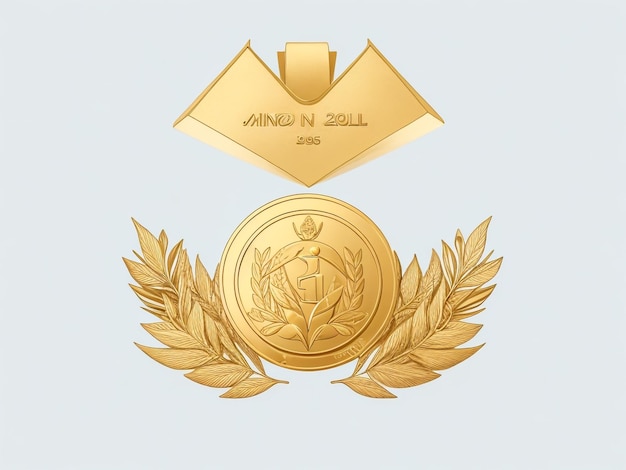 Ensemble de médailles d'or, d'argent et de bronze avec un ruban sur fond blanc