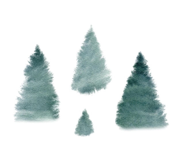Ensemble de modèle abstrait de forêt d'épinettes hiver brumeux paysage boisé fond nature sauvage