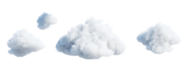 Ensemble de nuages assortis isolés sur un fond blanc