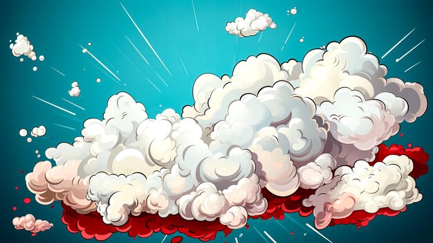 Photo ensemble de nuages de dessins animés blancs sur fond bleu