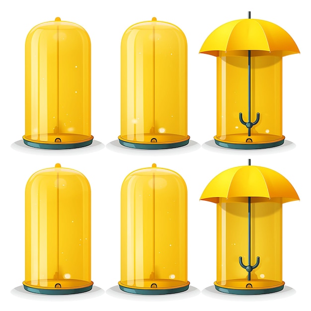 Un ensemble d'objets de support de parapluie concepteur moderne Parapluie pluie Gea 2D Flat Asset Objets de conception