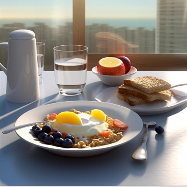 Photo ensemble de petit-déjeuner sain