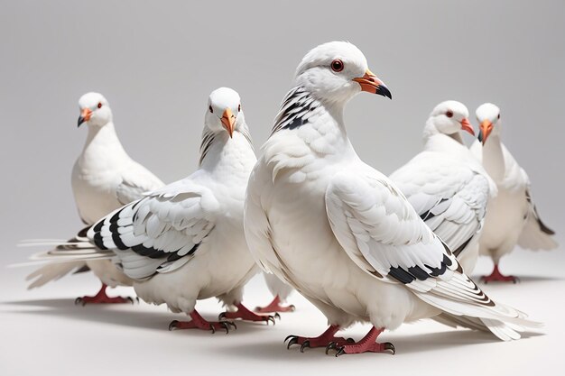 Ensemble de pigeons blancs