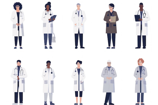 Ensemble plat de professionnels de la santé