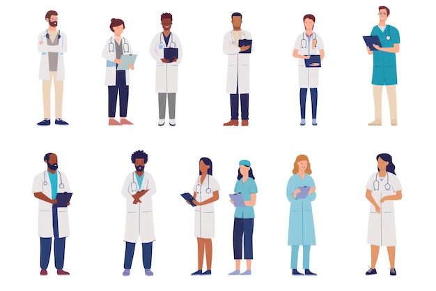 Ensemble plat de professionnels de la santé