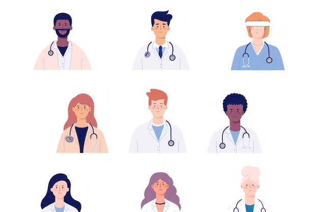 un ensemble plat de professionnels de la santé