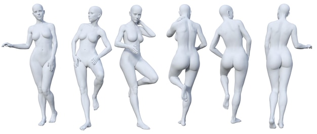 Photo un ensemble de poses de figures féminines avec différentes poses.