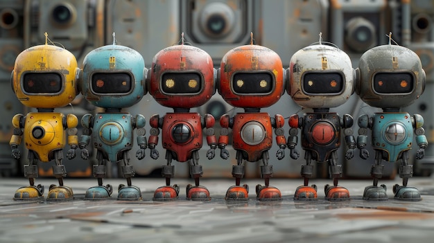 Un ensemble de robots vintage hipster