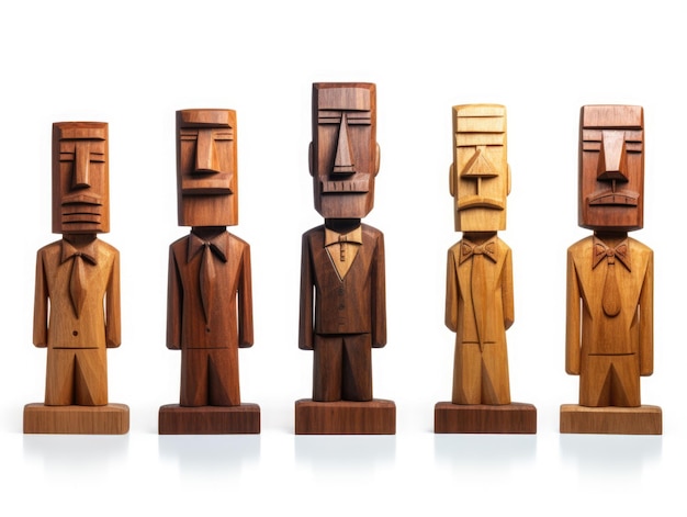 Un ensemble de statues d'hommes d'affaires en bois