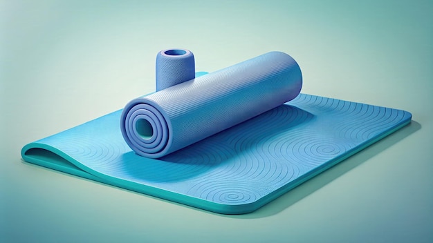 un ensemble de tapis de yoga bleus enroulés