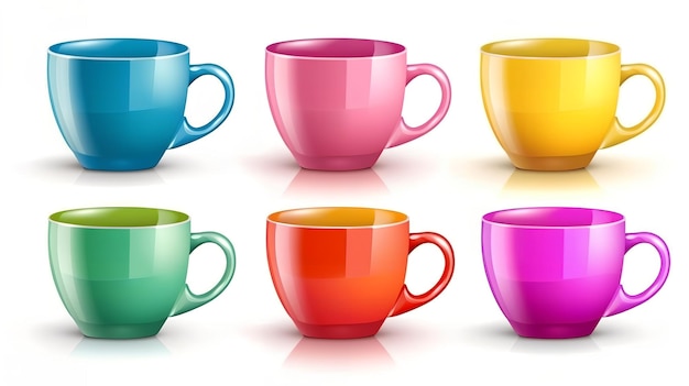 Un ensemble de tasses colorées avec différentes couleurs.