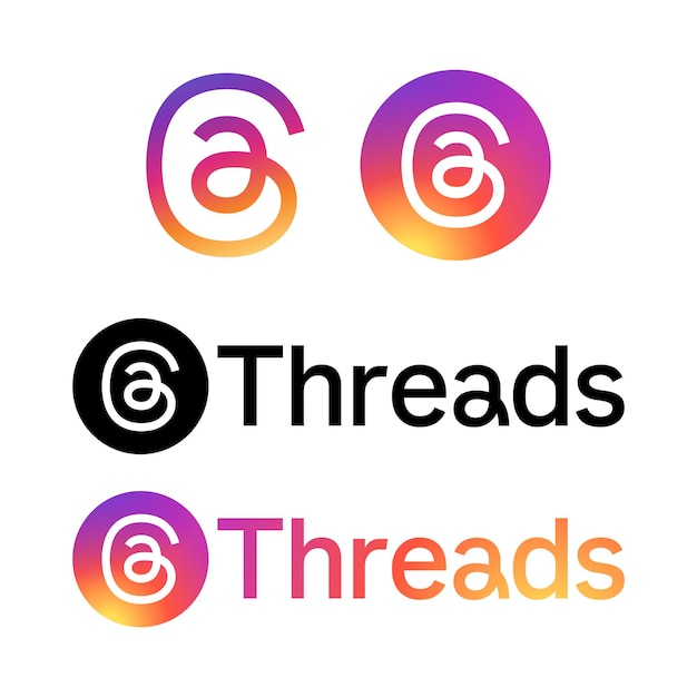 Photo ensemble de threads logo ou icône illustration éditoriale d'une application web ou d'un programme