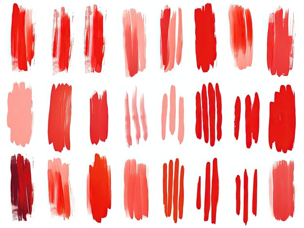 un ensemble de traits de pinceau rouge sur un fond blanc dans le style d'impressions en gras