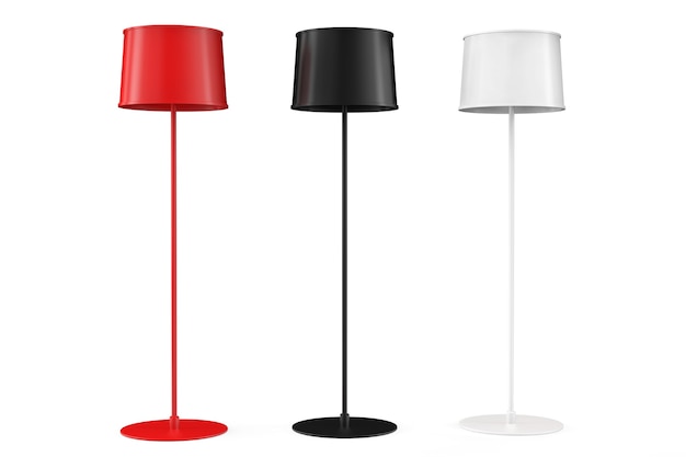 Photo ensemble de trois lampadaires sur fond blanc