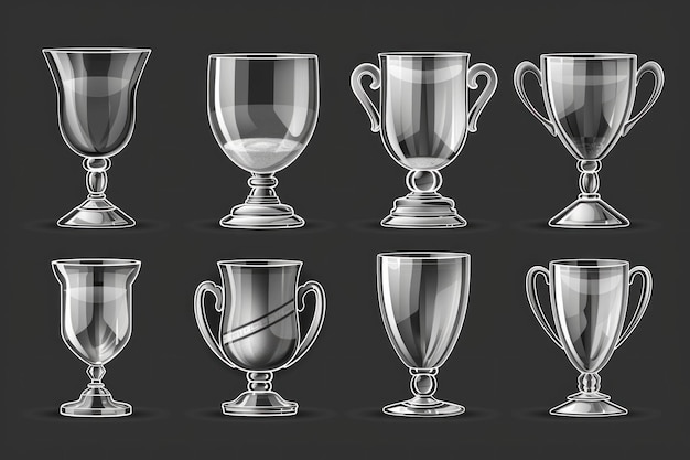 Photo un ensemble de trophées en verre sur fond noir