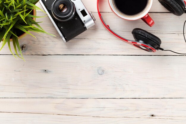 Ensemble de trucs de voyage Casque d'appareil photo et café