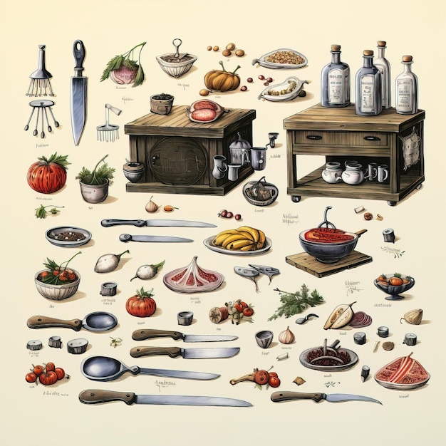 Ensemble d'ustensiles de cuisine