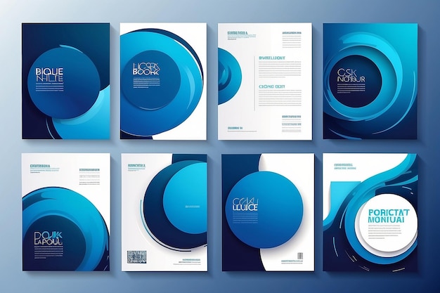 Ensemble vectoriel de conception géométrique de portefeuille Cercle de gradient graphique liquide bleu abstrait