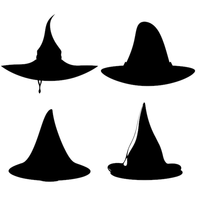 Photo ensemble vectoriel d'halloween de chapeaux de sorcière génératif ai